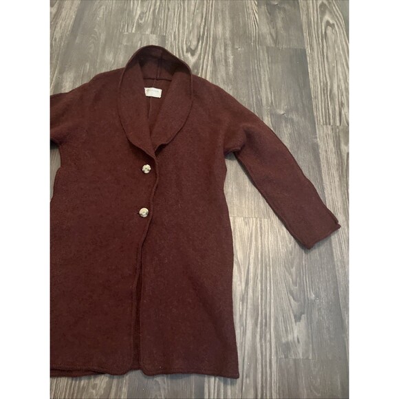GEYSIR Iceland Women’s Icelandic Wool Sweater Cardigan Burgundy Red Size XL - Picture 4 of 11